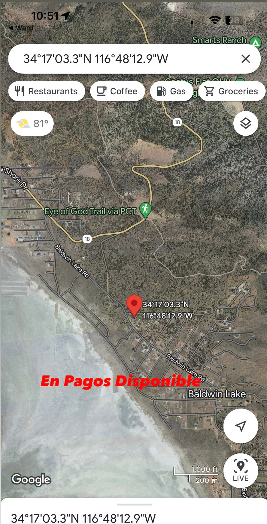 0.13 Baldwin lake/a lado de big bear PIN 8045