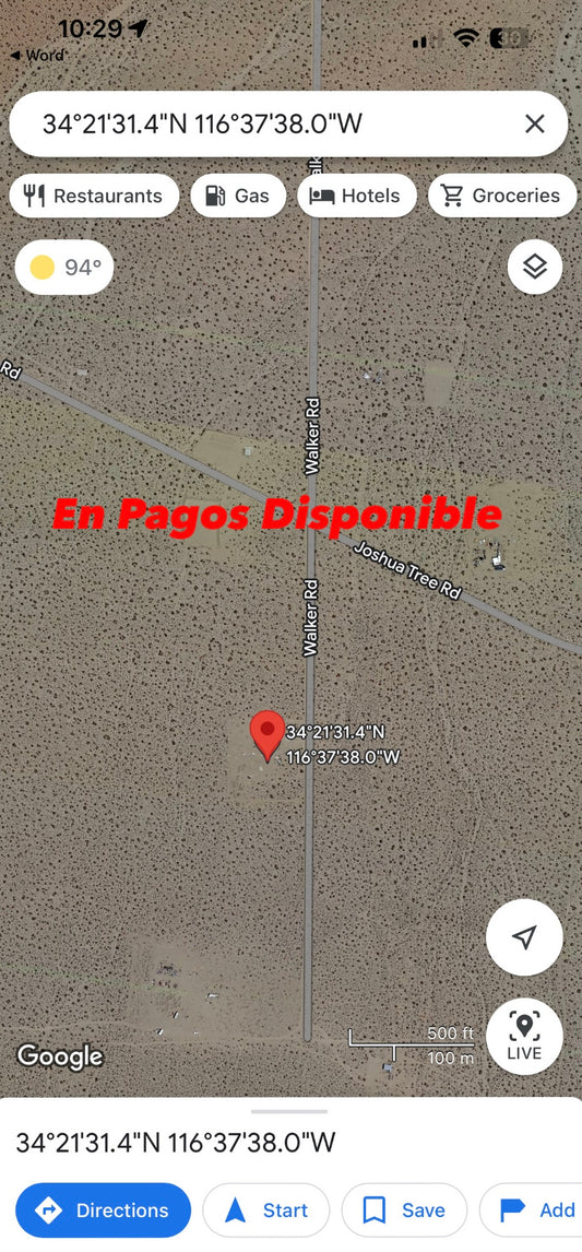 0.10  2.5 acres Johnson Valley ..tiene un pequeño slab de concreto. SOLO 810 AL MES