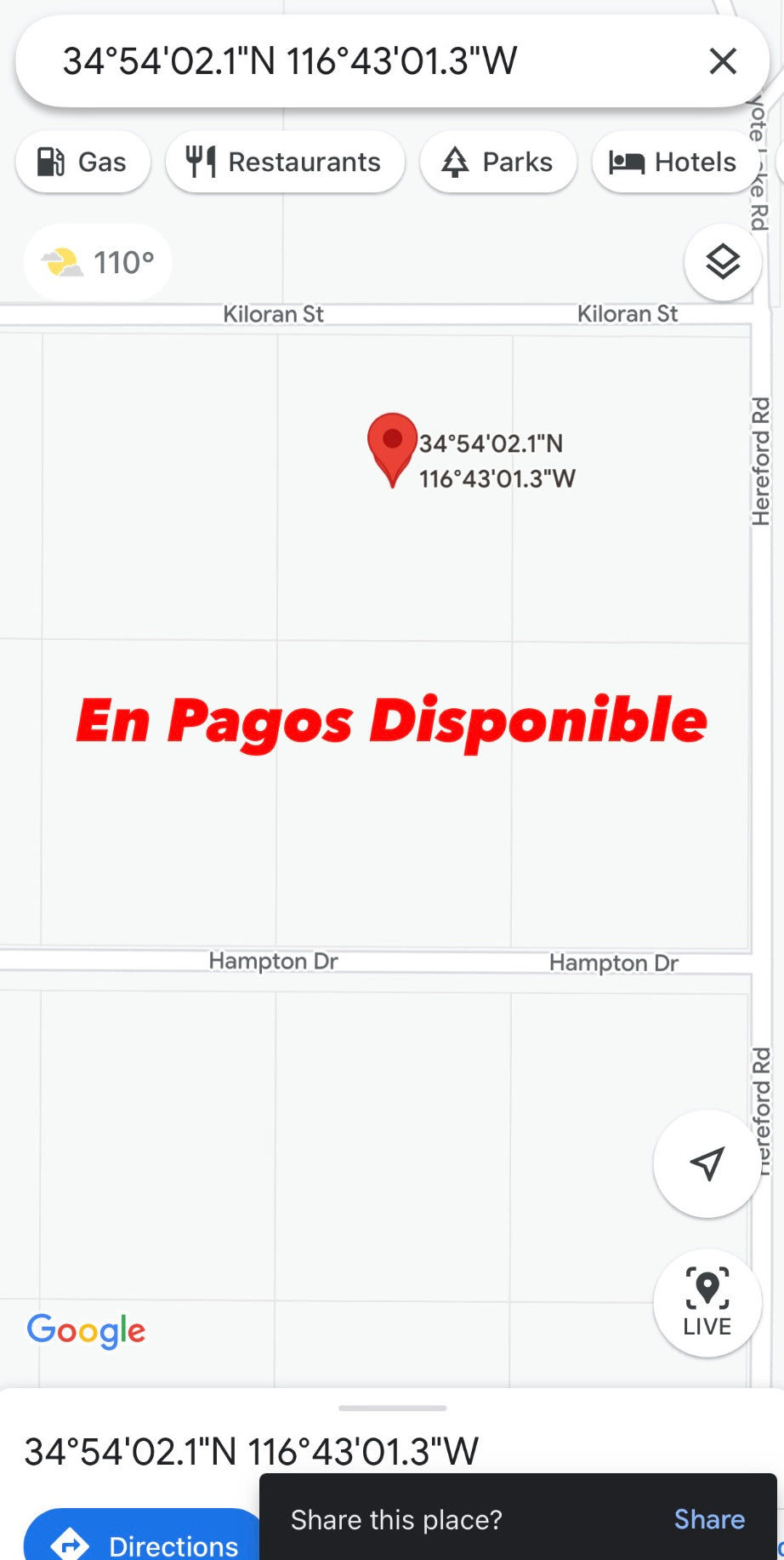 0.05 Newberry Springs 2.94 acres SOLO $810 AL MES