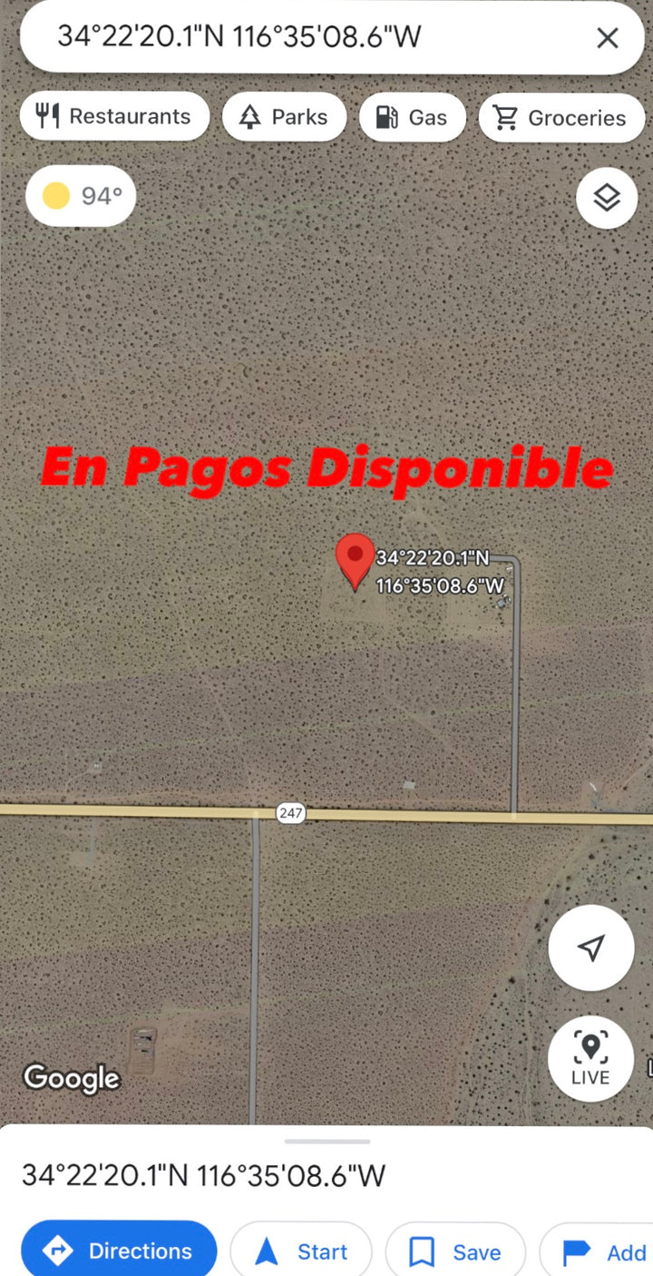 0.08 Johnson Valley 2.50 ACRES SOLO $810 POR MES