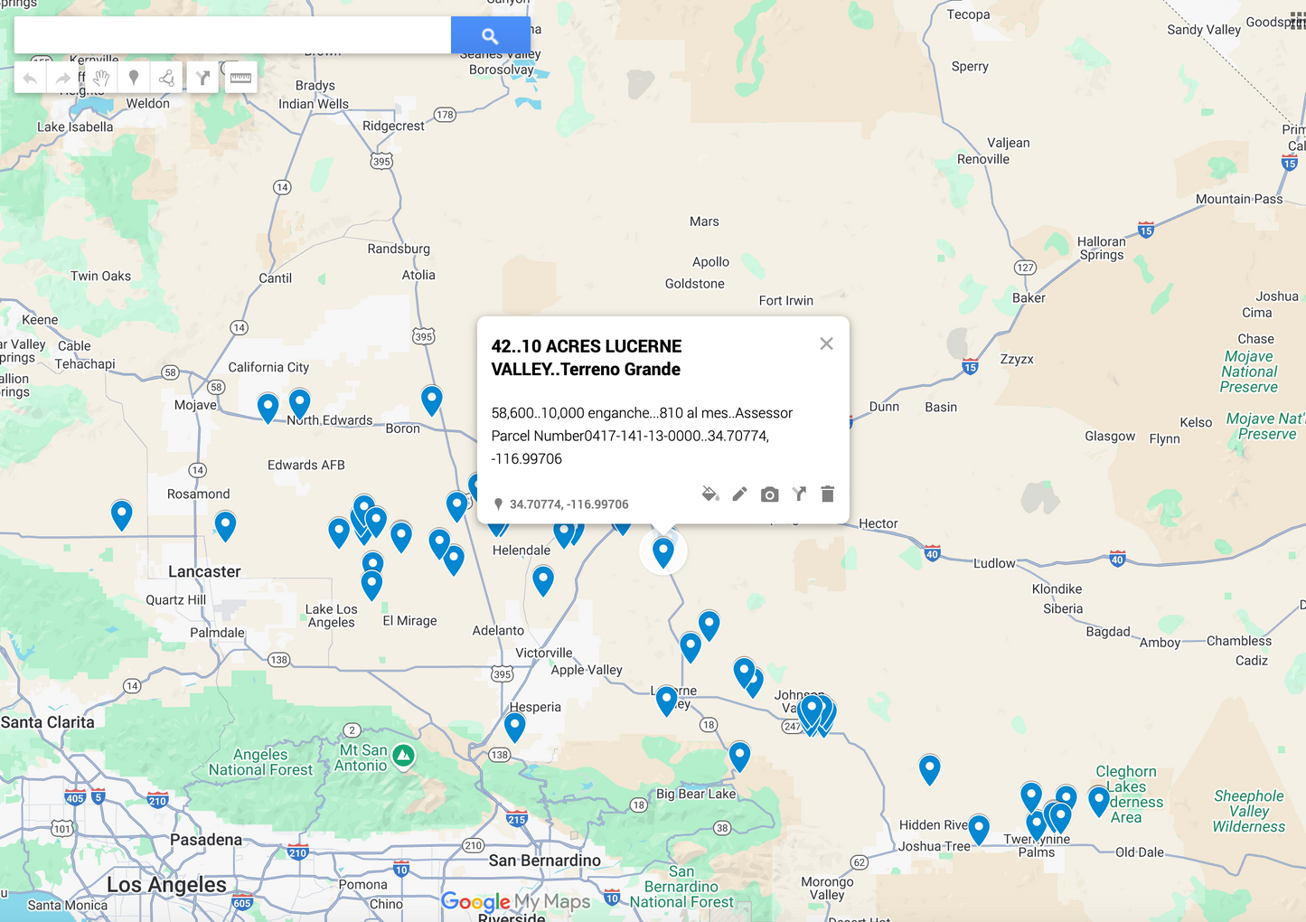 0.42 ..10 ACRES LUCERNE VALLEY SOLO 810 AL MES