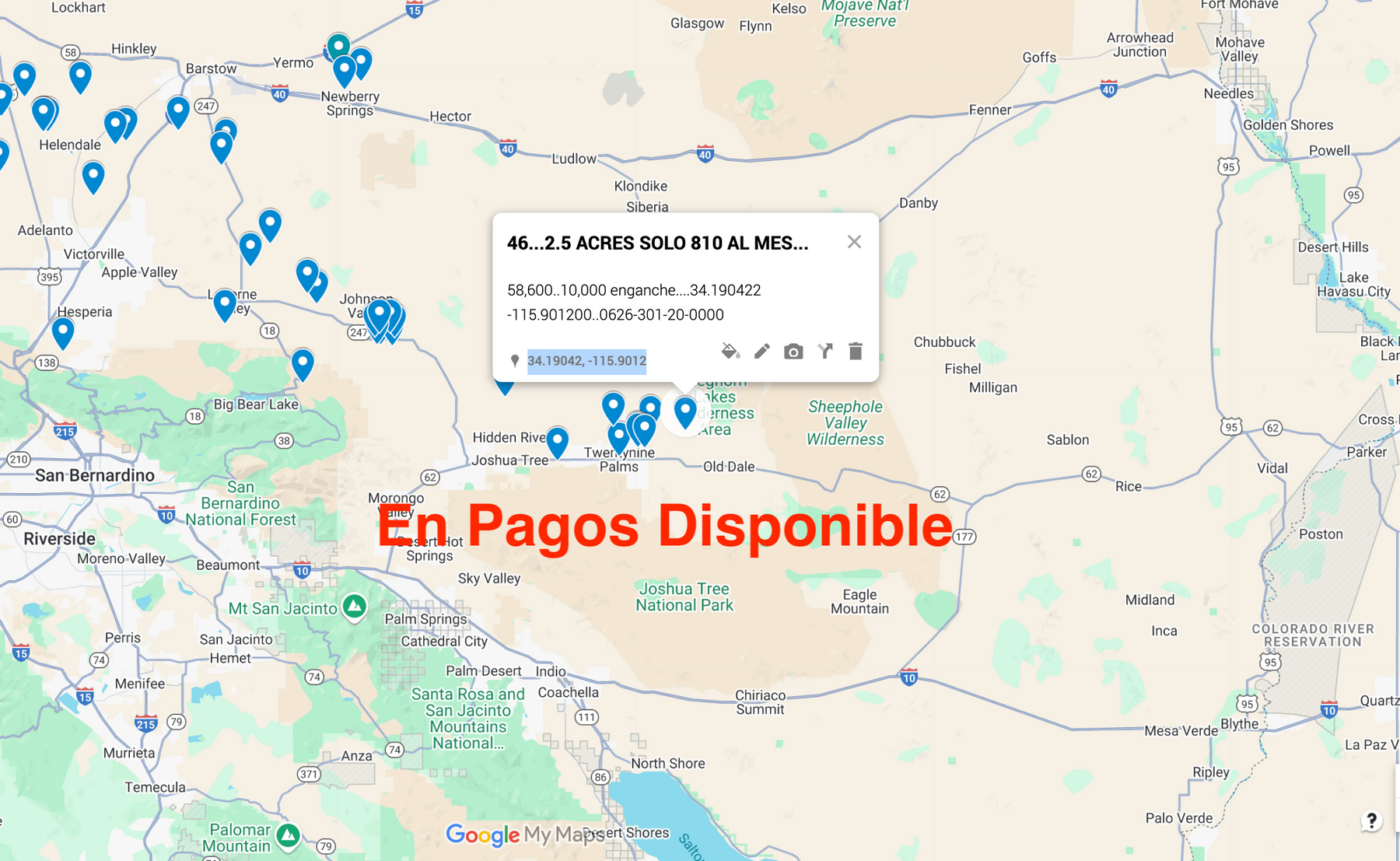 0.46 Twentynine Palms 2.5 acres SOLO $810 AL MES