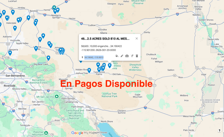 0.46 Twentynine Palms 2.5 acres SOLO $810 AL MES