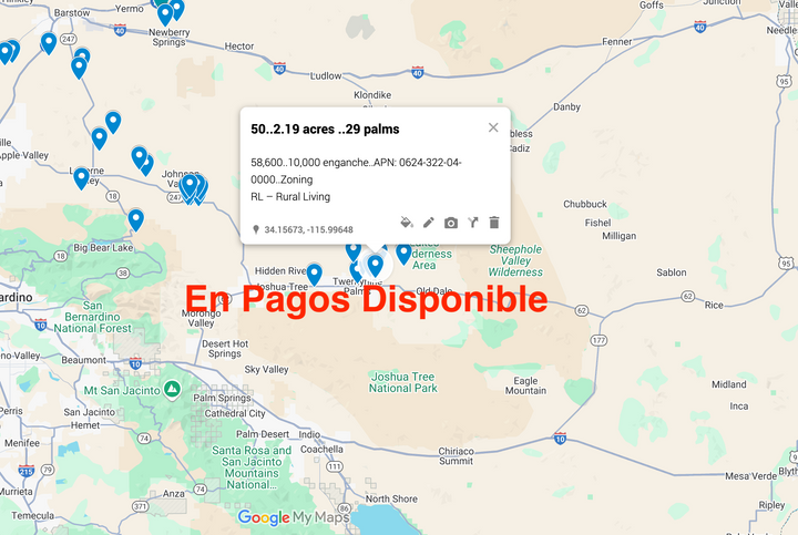 0.50 Twentynine Palms 2.19 acres ¡SOLO $810 AL MES!