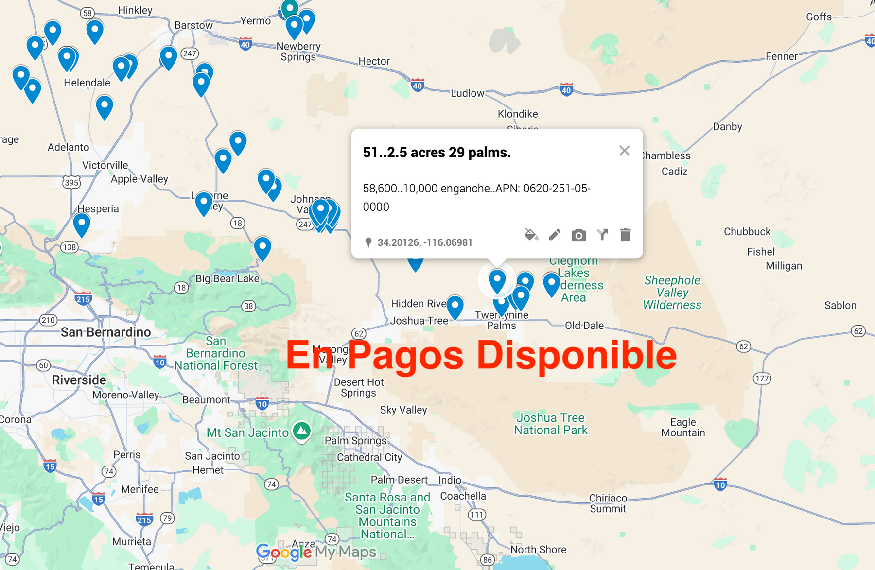 0.51 Twentynine Palms 2.5 acres SOLO $810 AL MES