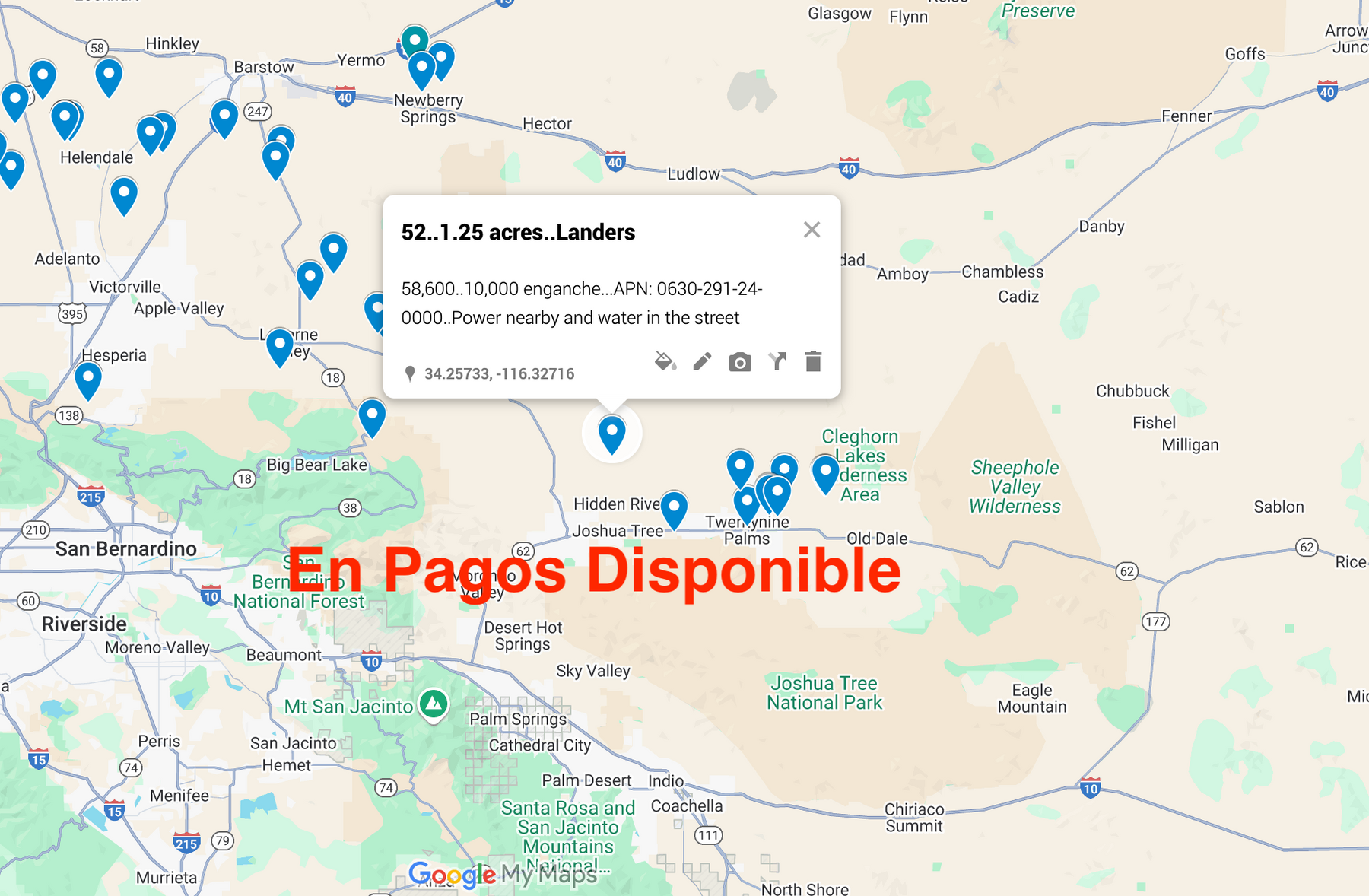 0.52 Landers 1.25 acres SÓLO 810 AL MES