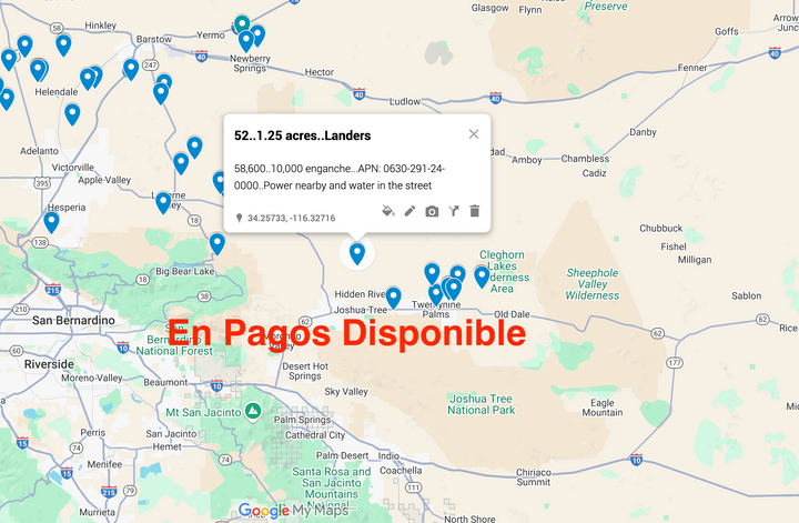 0.52 Landers 1.25 acres SÓLO 810 AL MES