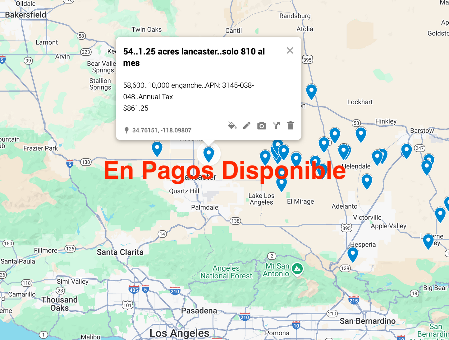 0.54 Lancaster 1.25 acres SOLO 810 AL MES
