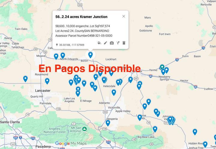 0.56 Kramer Junction 2.24 acres SÓLO 810 AL MES