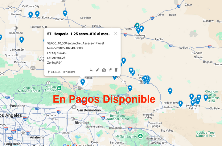 0.57 Hesperia 1.25 acres SOLO $810 AL MES