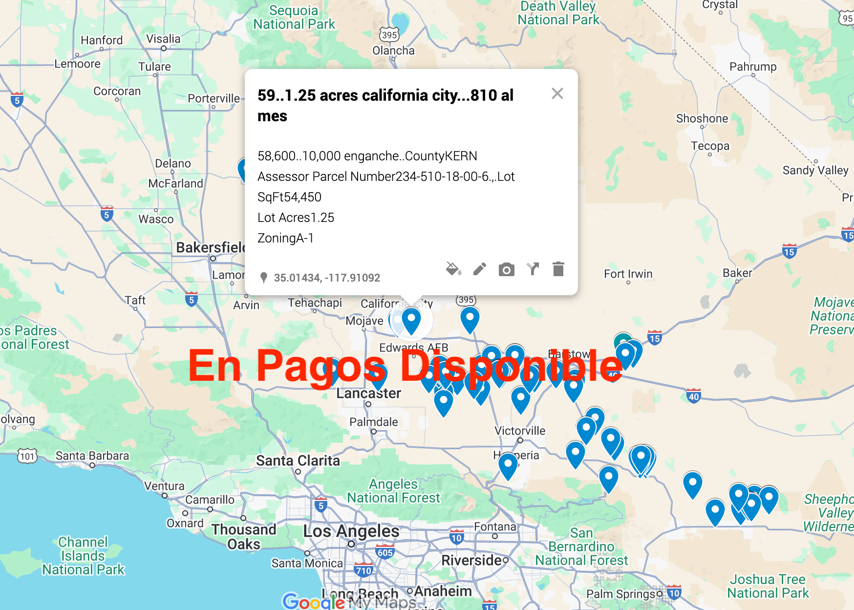 0.59 California City 1.25 acres SÓLO $810 AL MES