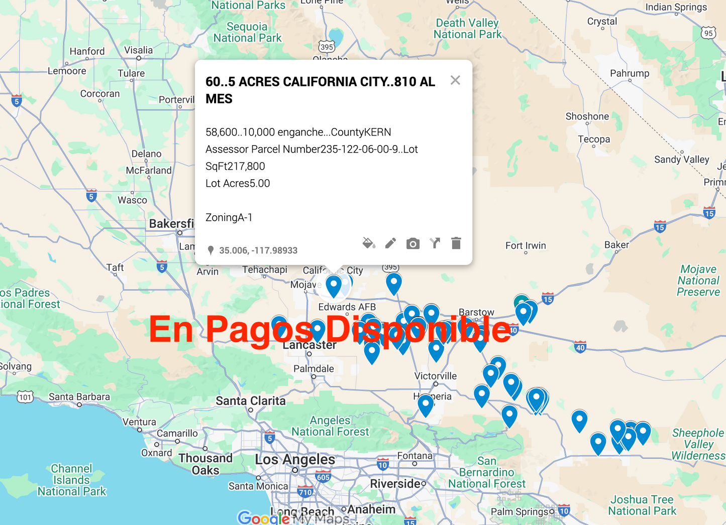 0.60 California City 5 acres SOLO 810 AL MES