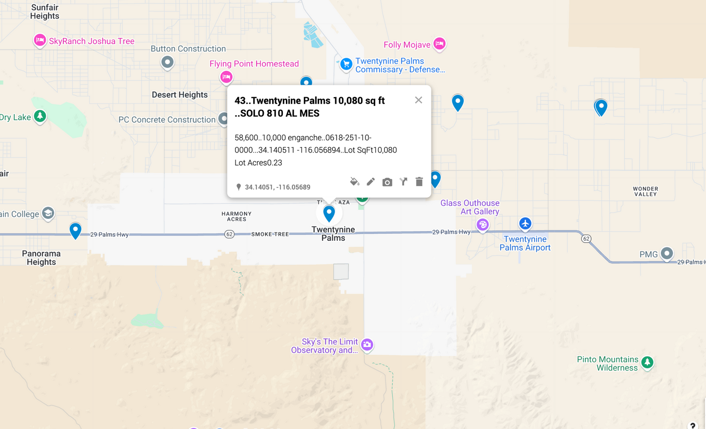 0.43 Twentynine Palms 10,080 sq ft SOLO 810 AL MES