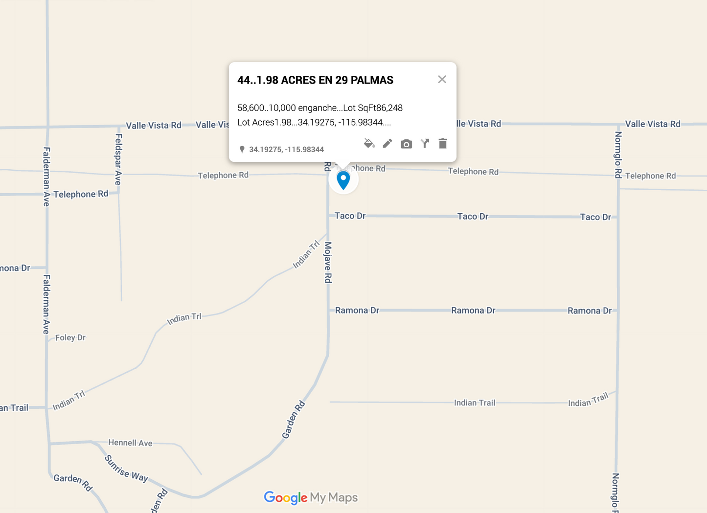 0.44 Twentynine Palms 1.98 acres SOLO 810 AL MES