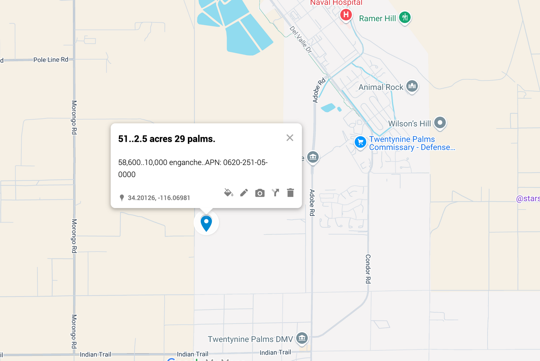 0.51 Twentynine Palms 2.5 acres SOLO $810 AL MES
