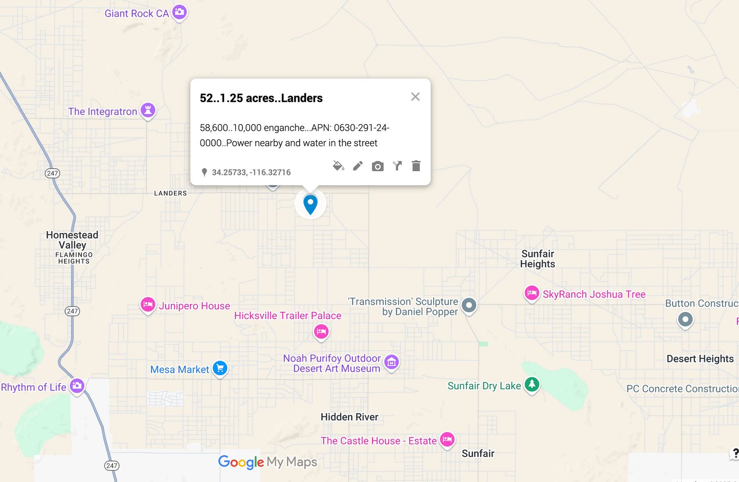 0.52 Landers 1.25 acres SOLO 810 AL MES