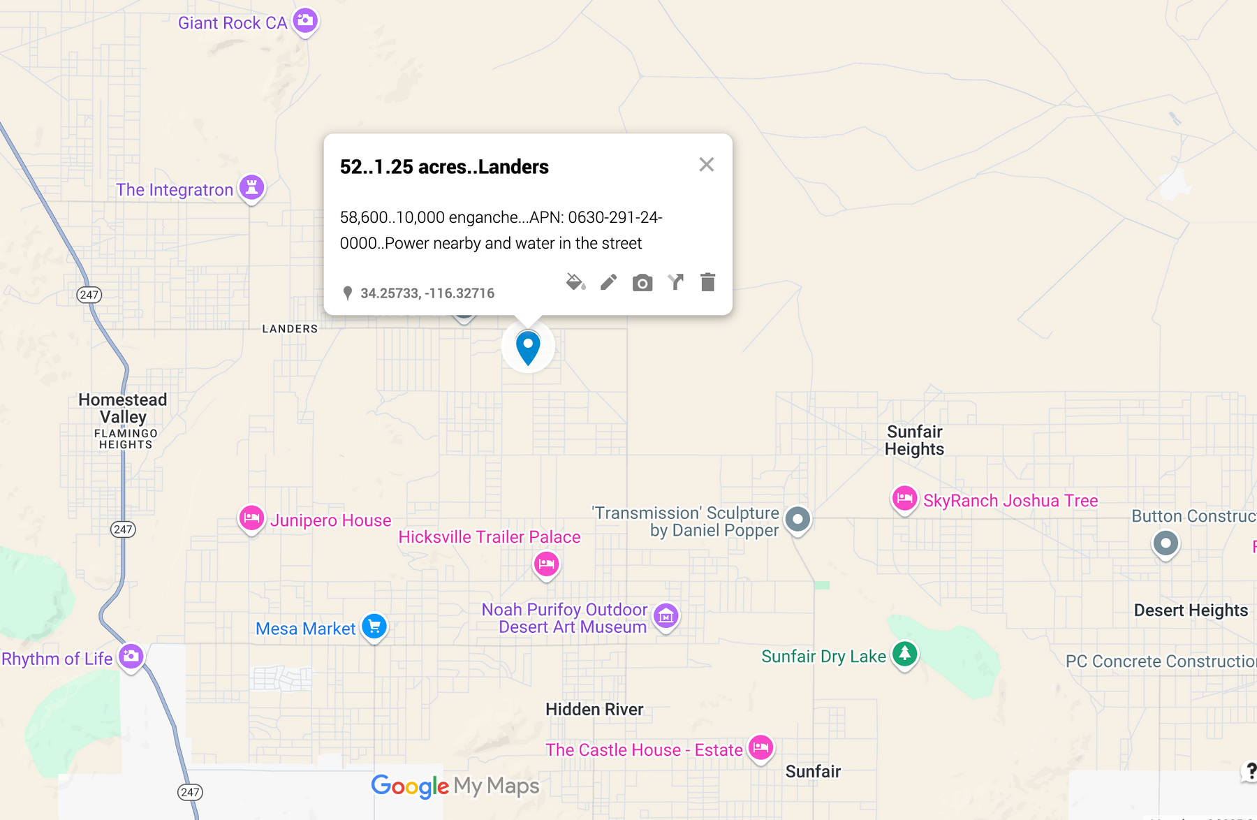 0.52 Landers 1.25 acres SÓLO 810 AL MES