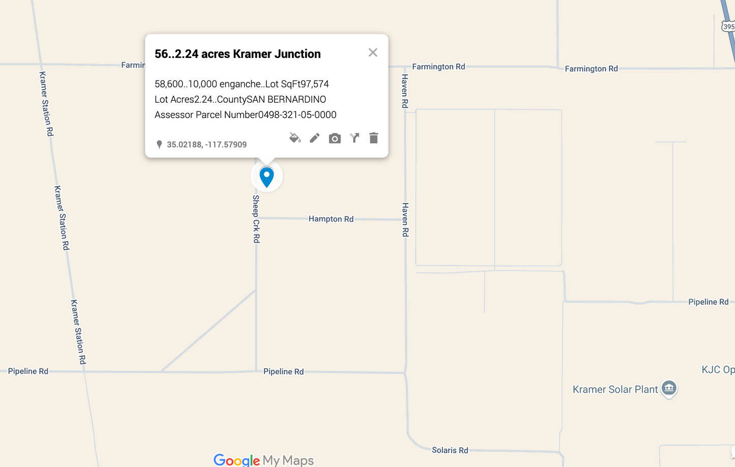 0.56 Kramer Junction 2.24 acres SOLO 810 AL MES