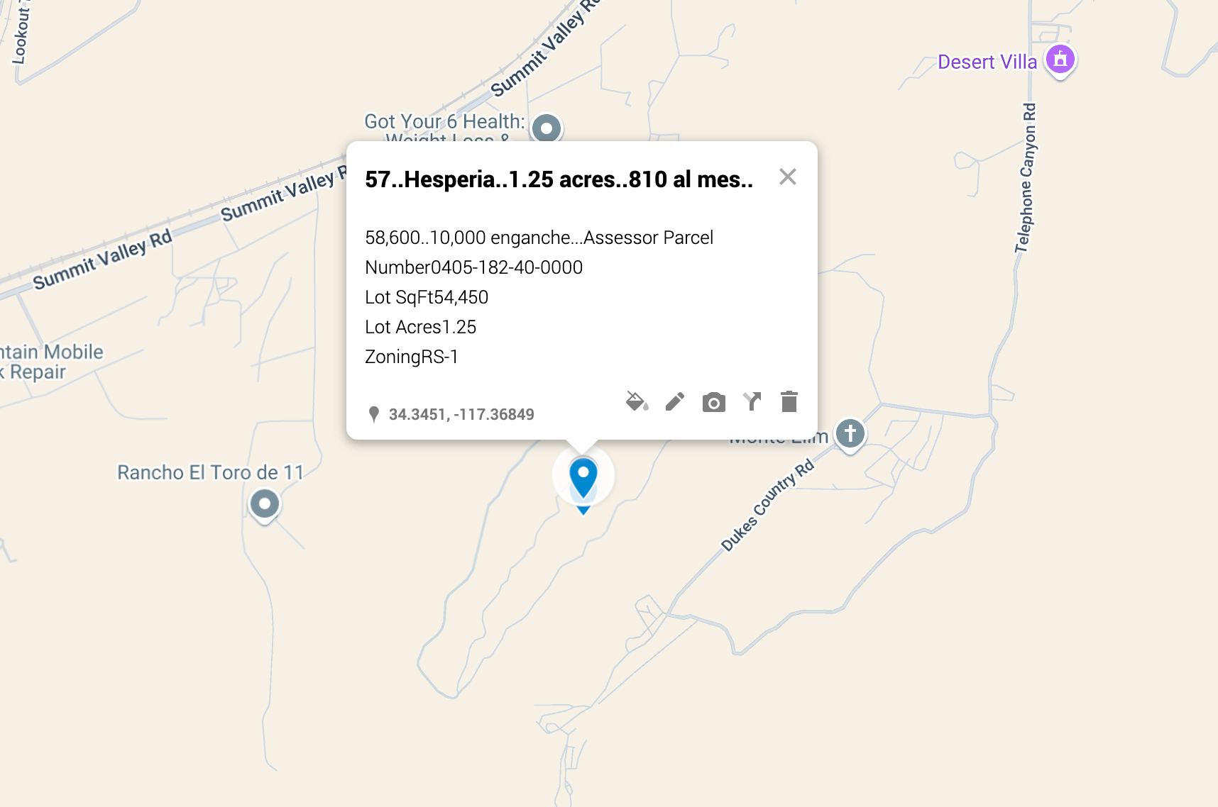 0.57 Hesperia 1.25 acres SOLO $810 AL MES