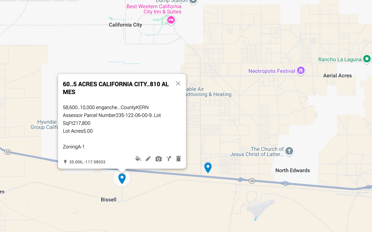 0.60 California City 5 acres SOLO 810 AL MES