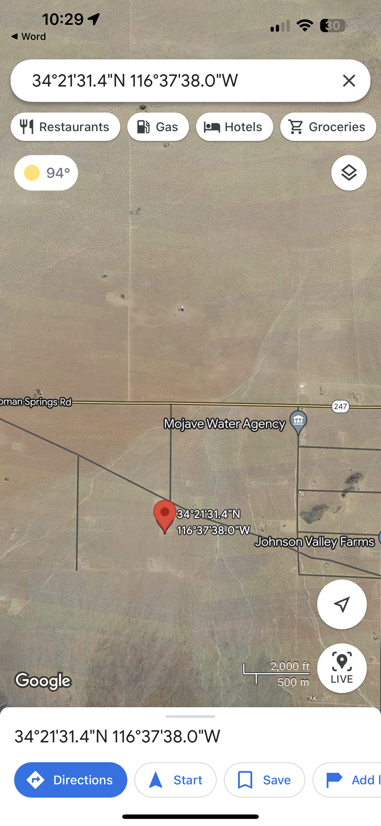 0.10  2.5 acres Johnson Valley ..tiene un pequeño slab de concreto. SOLO 810 AL MES