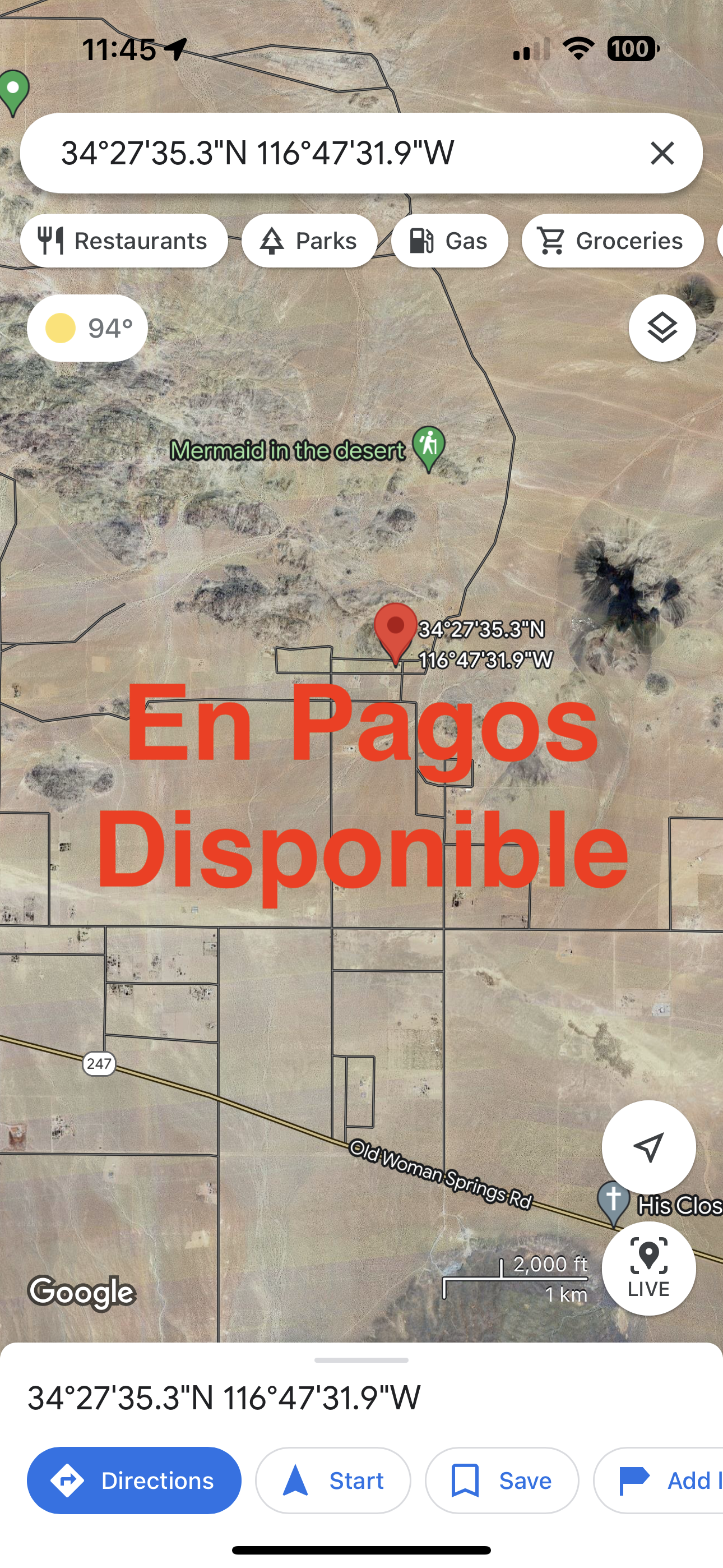 0.40  BURNED STRUCTURE 2.5 ACRES SOLO 810 AL MES
